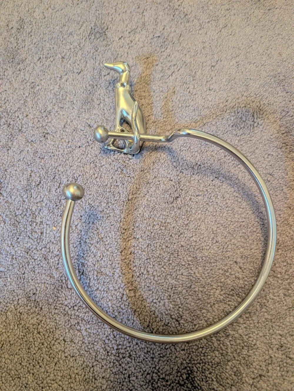 Anthropology Caine Dog Towel Ring In Brushed Nickel